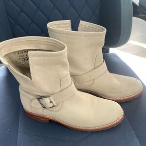 Frye Natalie Ivy Cream Leather/Suede Ankle Boots 7